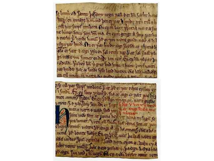 Two manuscript fragments with text from the Laws of the Land preserved as elements of bookbinding of a 17th century protocol from Mandal.