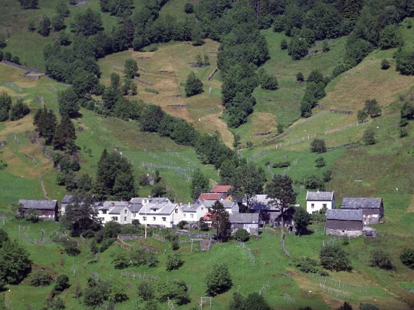 Aerial photo of a farmyard on Osterøy